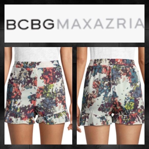 NWT MSRP $138 BCBGMAXAZRIA Printed High-Rise Shorts Women's Size Large